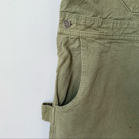 VINTAGE | Floral Embroidered Daisy Oversized Green Denim 100% Cotton Overalls - Picture 10 of 12